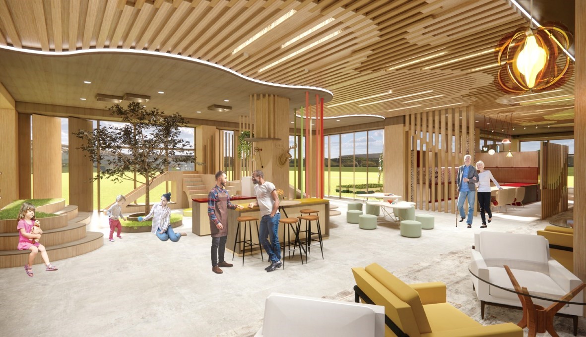 獲榮譽獎的孫如昀同學的「Wooden House. Home」作品，在一樓公共空間中創造出三代的互動空間。
