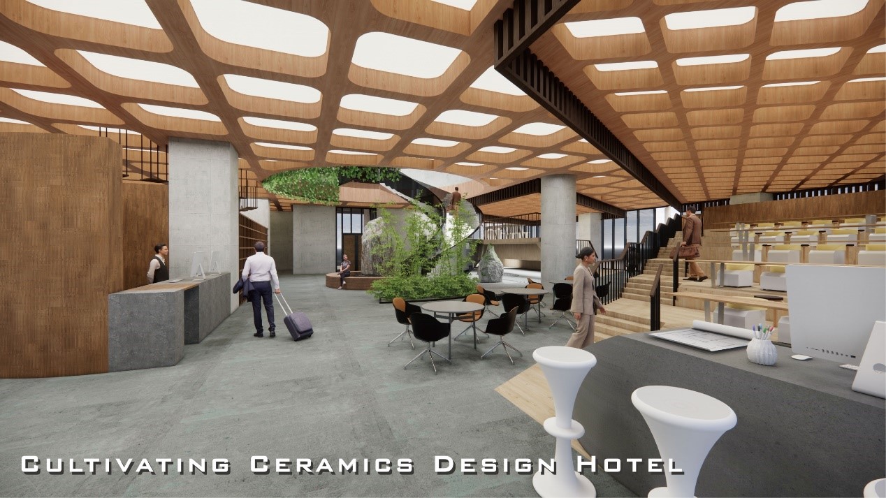 室設系劉彥廷同學「陶冶行旅」(Cultivating Ceramics Design Hotel)設計作品，獲英國倫敦國際創意競賽優勝