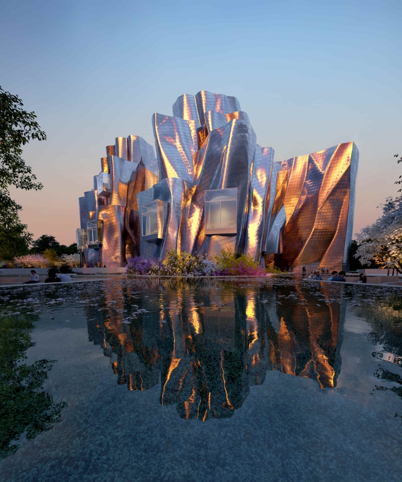 中醫大美術館由美國建築大師Frank Gehry設計,是他在東亞的唯一鉅作,不僅是台灣建築、藝術發展的重要里程碑,更將成為嶄新的國際級地標,也是亞大學生的學習殿堂。(中醫大提供)