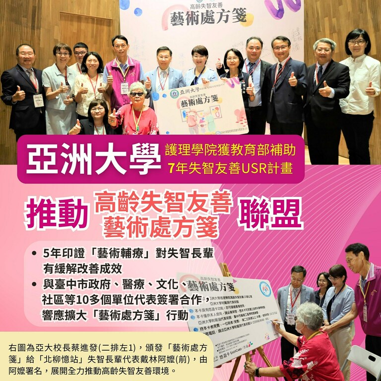 亞洲大學推動「高齡失智友善藝術處方箋」聯盟 亞洲大學推動「高齡失智友善藝術處方箋」聯盟