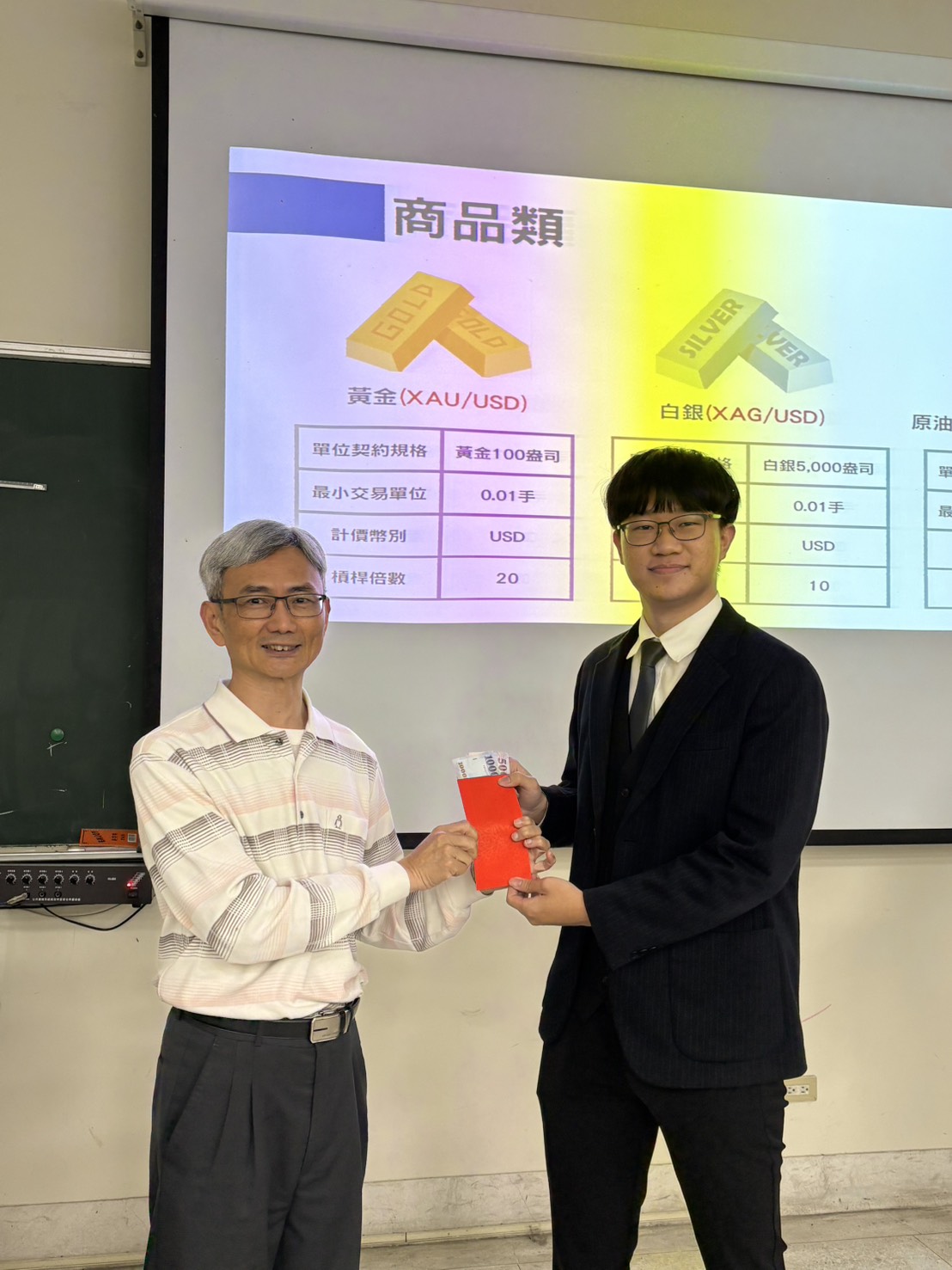 亞大財金系賴建廷同學(右)，獲得第1名。