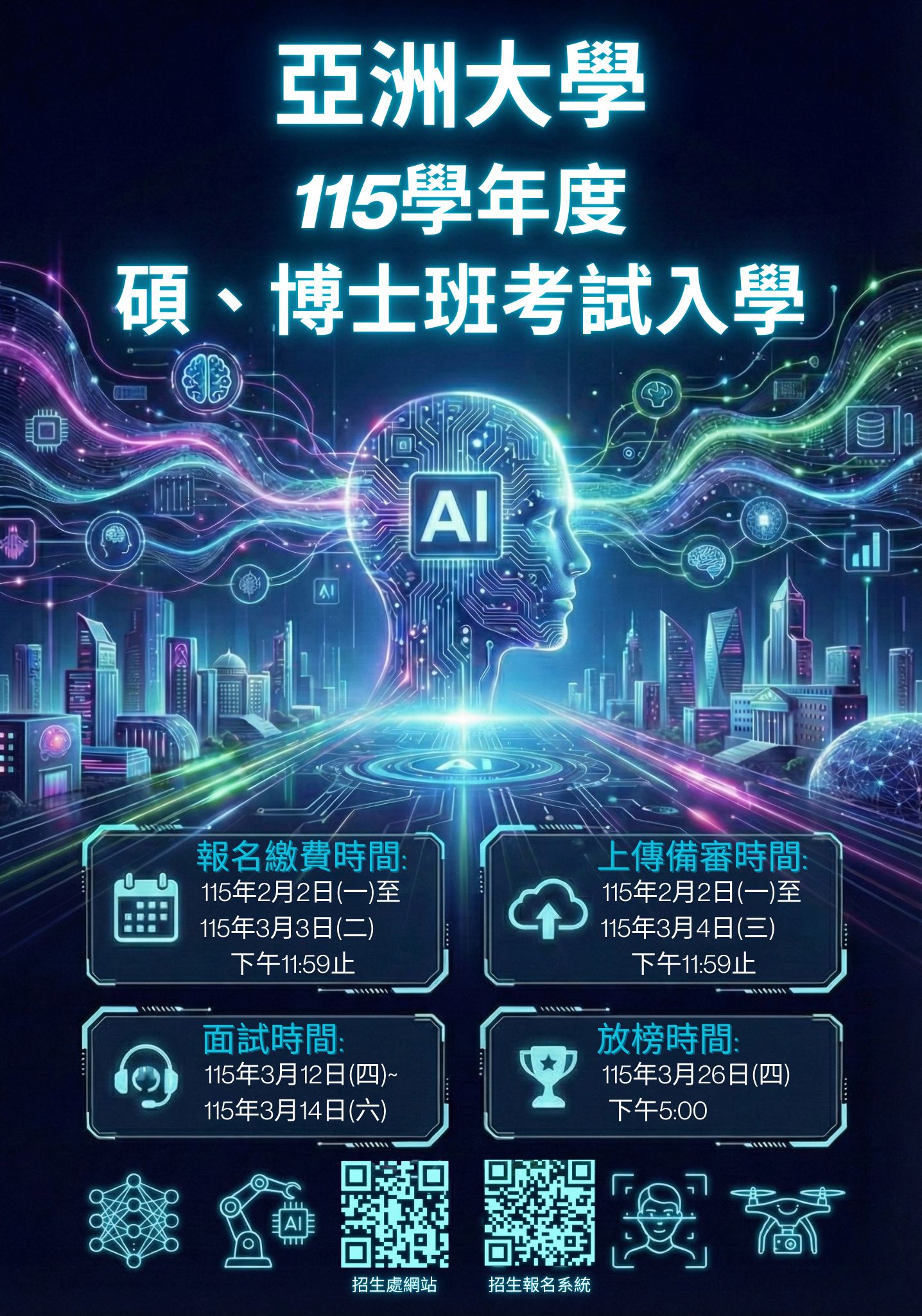 115學年度碩、博士班招生資訊。