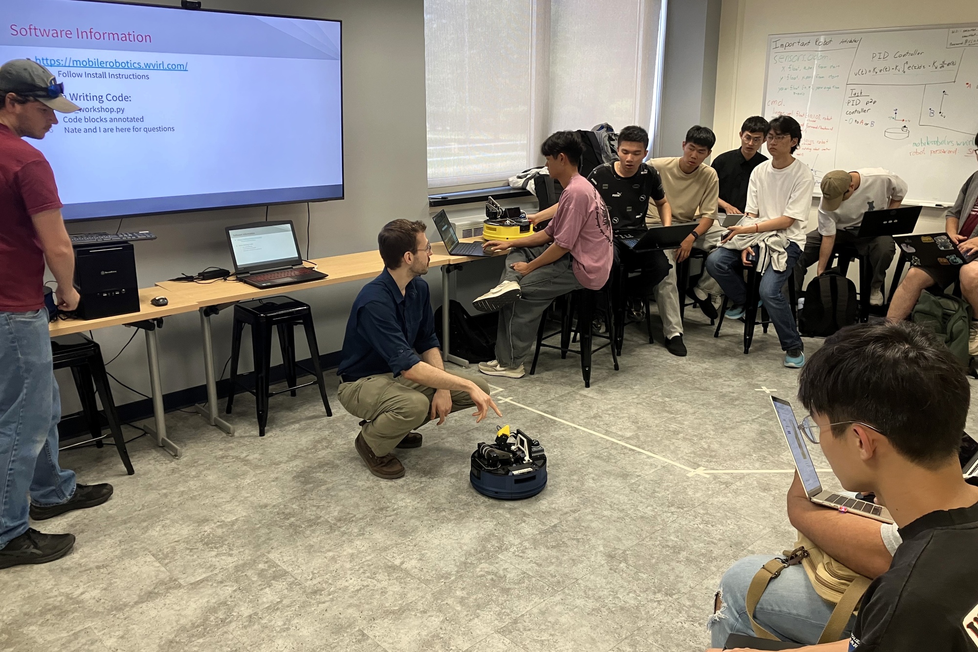 Jalen Beeman explains the practical and programming activities in the Mobile Robotics Lab